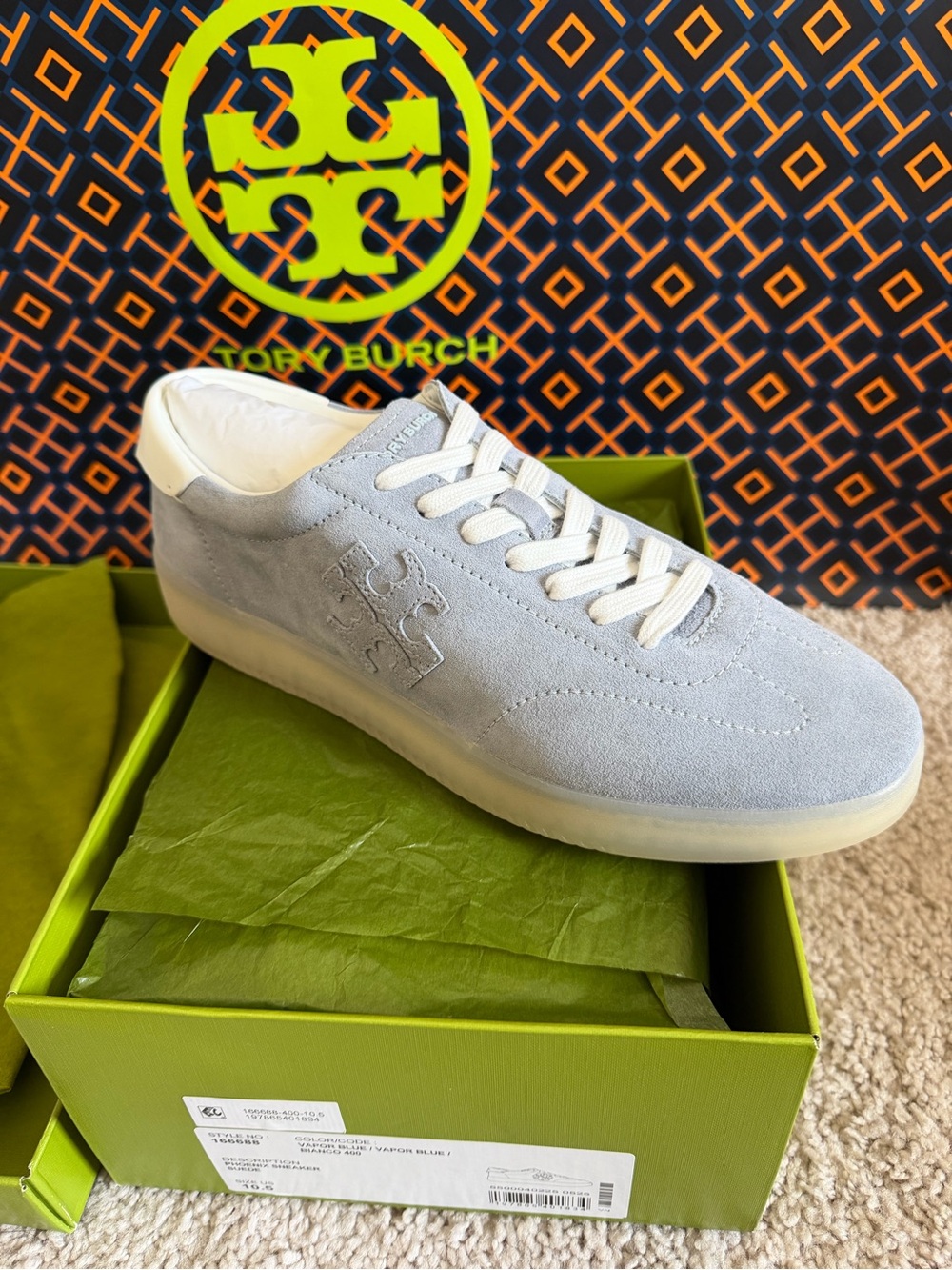 Tory Burch Phoenix Sneakers Vapor Blue Bianco Size 10.5